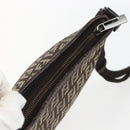 FENDI Zucchino Canvas Shoulder Bag Brown Silver Auth ka1960-6