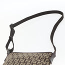FENDI Zucchino Canvas Shoulder Bag Brown Silver Auth ka1960-8