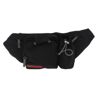 PRADA Sports Body Bag Nylon Black Silver Auth ka1966 - 0
