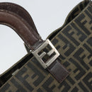 FENDI Zucca Canvas Hand Bag Brown Black Silver Auth ka1974-14