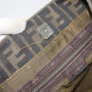 FENDI Zucca Canvas Hand Bag Brown Black Silver Auth ka1974-15