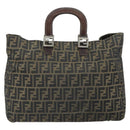 FENDI Zucca Canvas Hand Bag Brown Black Silver Auth ka1974-3