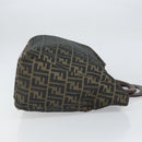 FENDI Zucca Canvas Hand Bag Brown Black Silver Auth ka1974-4