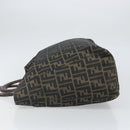 FENDI Zucca Canvas Hand Bag Brown Black Silver Auth ka1974-5