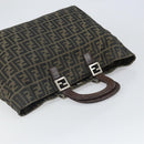 FENDI Zucca Canvas Hand Bag Brown Black Silver Auth ka1974-6