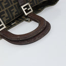 FENDI Zucca Canvas Hand Bag Brown Black Silver Auth ka1974-7