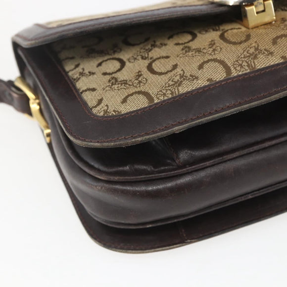 CELINE C Sulky Shoulder Bag Canvas Brown Gold Auth ka1988