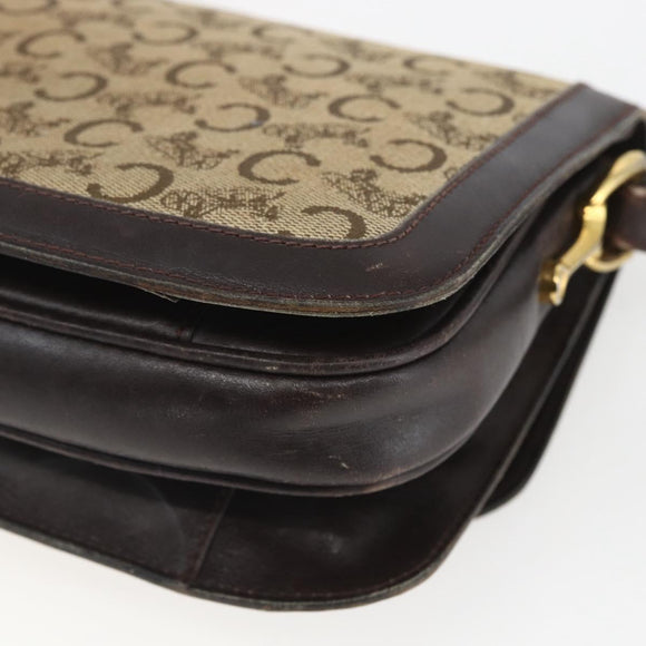 CELINE C Sulky Shoulder Bag Canvas Brown Gold Auth ka1988