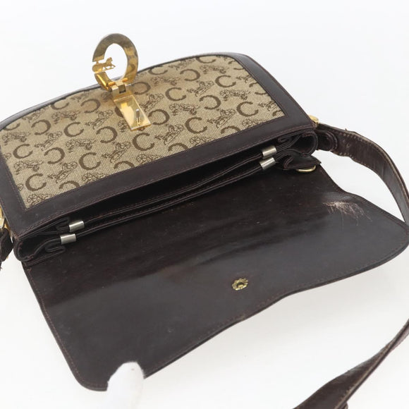 CELINE C Sulky Shoulder Bag Canvas Brown Gold Auth ka1988