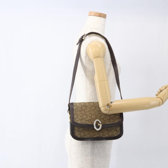 CELINE C Sulky Shoulder Bag Canvas Brown Gold Auth ka1988