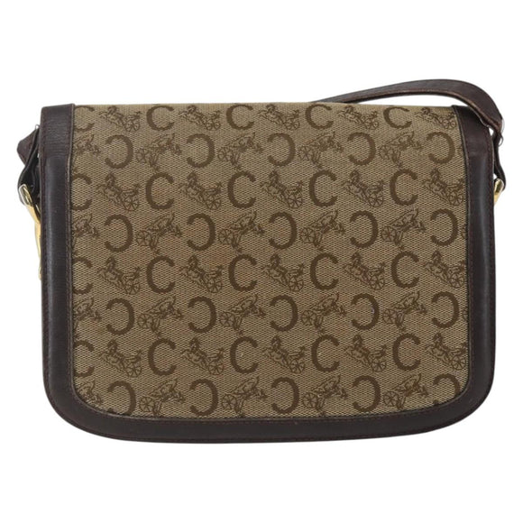 CELINE C Sulky Shoulder Bag Canvas Brown Gold Auth ka1988