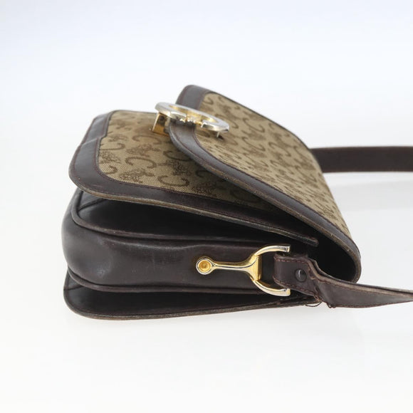 CELINE C Sulky Shoulder Bag Canvas Brown Gold Auth ka1988