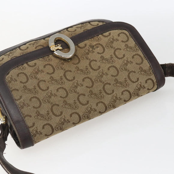 CELINE C Sulky Shoulder Bag Canvas Brown Gold Auth ka1988