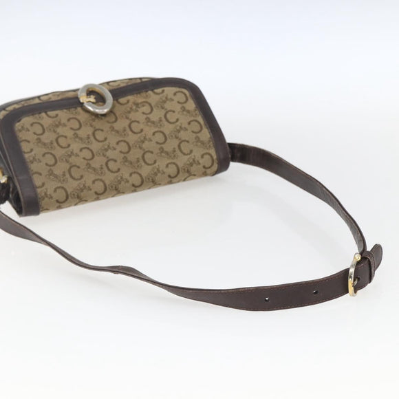 CELINE C Sulky Shoulder Bag Canvas Brown Gold Auth ka1988