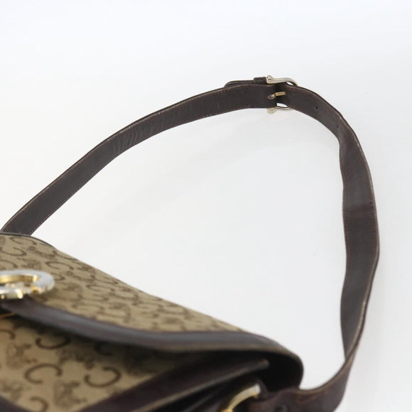 CELINE C Sulky Shoulder Bag Canvas Brown Gold Auth ka1988