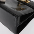 Salvatore Ferragamo Gancini Hand Bag Patent leather 2way Black Gold Auth ka1994-13