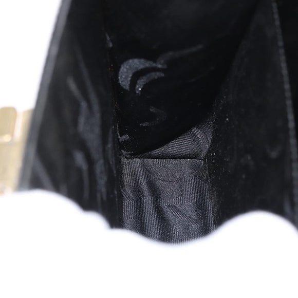 Salvatore Ferragamo Gancini Hand Bag Patent leather 2way Black Gold Auth ka1994