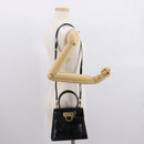 Salvatore Ferragamo Gancini Hand Bag Patent leather 2way Black Gold Auth ka1994-26