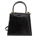 Salvatore Ferragamo Gancini Hand Bag Patent leather 2way Black Gold Auth ka1994-3