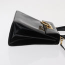 Salvatore Ferragamo Gancini Hand Bag Patent leather 2way Black Gold Auth ka1994-4