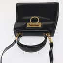 Salvatore Ferragamo Gancini Hand Bag Patent leather 2way Black Gold Auth ka1994-6