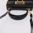 Salvatore Ferragamo Gancini Hand Bag Patent leather 2way Black Gold Auth ka1994-7
