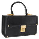 VERSACE Hand Bag Leather Black Gold Auth ka1996-1