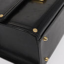 VERSACE Hand Bag Leather Black Gold Auth ka1996-9