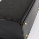 VERSACE Hand Bag Leather Black Gold Auth ka1996-15