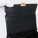 VERSACE Hand Bag Leather Black Gold Auth ka1996-10