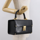 VERSACE Hand Bag Leather Black Gold Auth ka1996-22