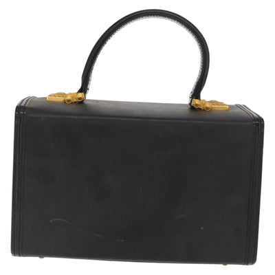 VERSACE Hand Bag Leather Black Gold Auth ka1996 - 0