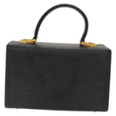 VERSACE Hand Bag Leather Black Gold Auth ka1996-2