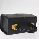VERSACE Hand Bag Leather Black Gold Auth ka1996-6