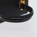 VERSACE Hand Bag Leather Black Gold Auth ka1996-7