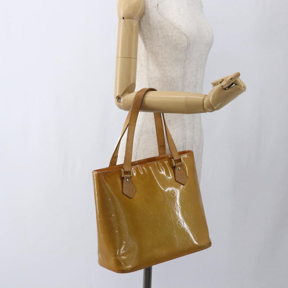 LOUIS VUITTON Monogram Vernis Houston Hand Bag Beige M91004 LV Auth ka1998