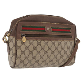 GUCCI GG Supreme Web Sherry Line Bag PVC Beige 001 113 6472 4028 Auth ka2001