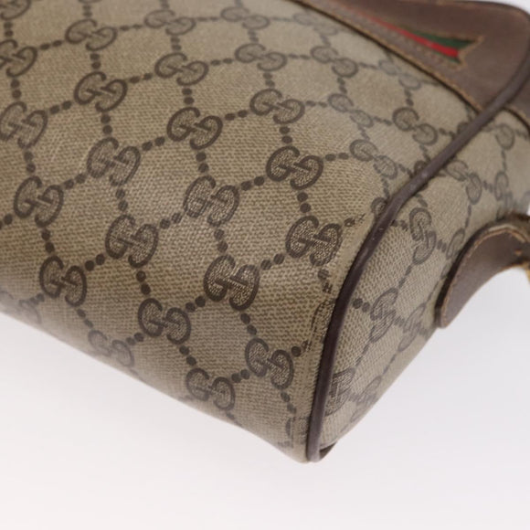 GUCCI GG Supreme Web Sherry Line Bag PVC Beige 001 113 6472 4028 Auth ka2001