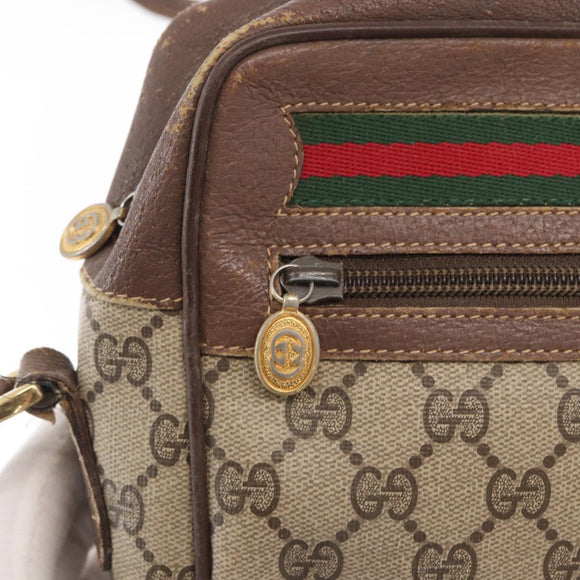 GUCCI GG Supreme Web Sherry Line Bag PVC Beige 001 113 6472 4028 Auth ka2001