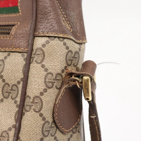 GUCCI GG Supreme Web Sherry Line Bag PVC Beige 001 113 6472 4028 Auth ka2001