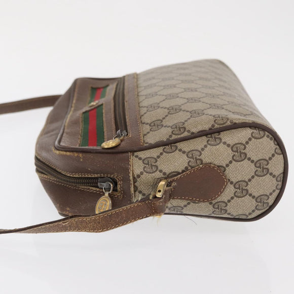GUCCI GG Supreme Web Sherry Line Bag PVC Beige 001 113 6472 4028 Auth ka2001