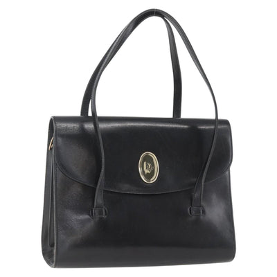 Christian Dior Shoulder Bag Leather Black Gold Auth ka2003