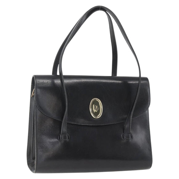 Christian Dior Shoulder Bag Leather Black Gold Auth ka2003