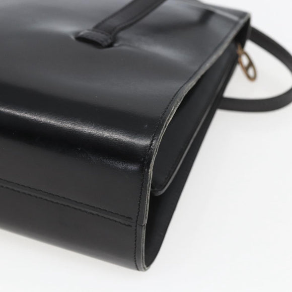 Christian Dior Shoulder Bag Leather Black Gold Auth ka2003