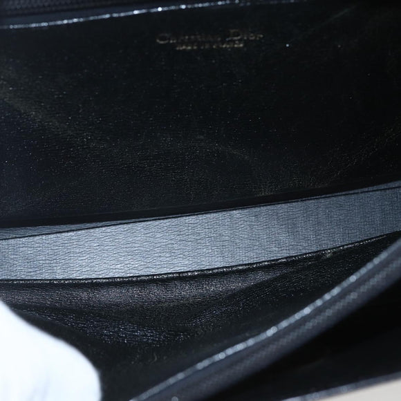 Christian Dior Shoulder Bag Leather Black Gold Auth ka2003