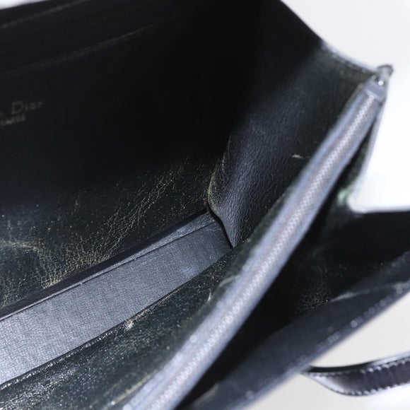 Christian Dior Shoulder Bag Leather Black Gold Auth ka2003