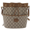 GUCCI GG Plus Supreme Shoulder Bag PVC Beige Gold Auth ka2009-2