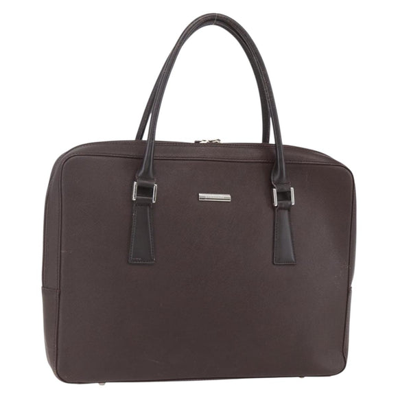 BURBERRY Hand Bag Leather Brown Silver Auth ka201