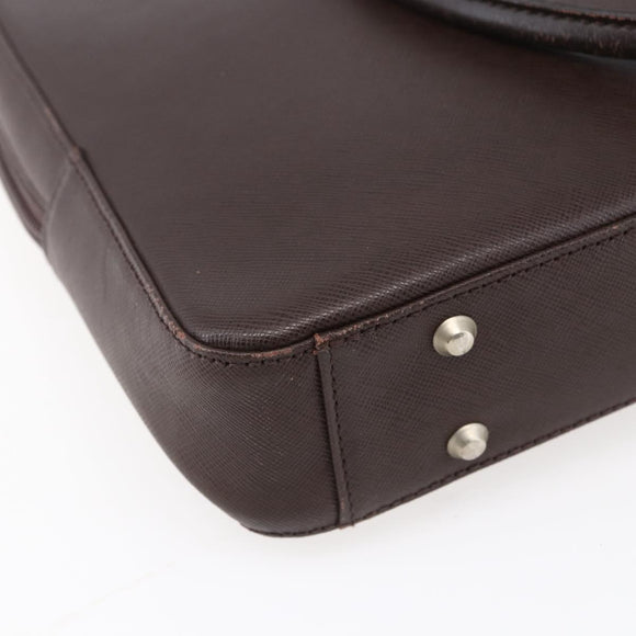 BURBERRY Hand Bag Leather Brown Silver Auth ka201