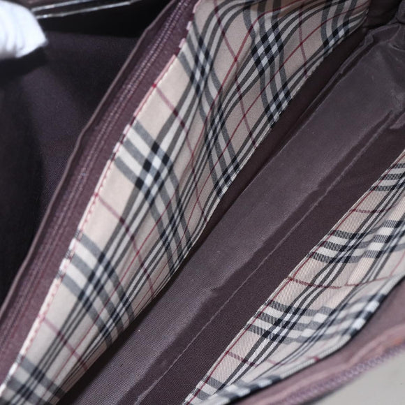 BURBERRY Hand Bag Leather Brown Silver Auth ka201